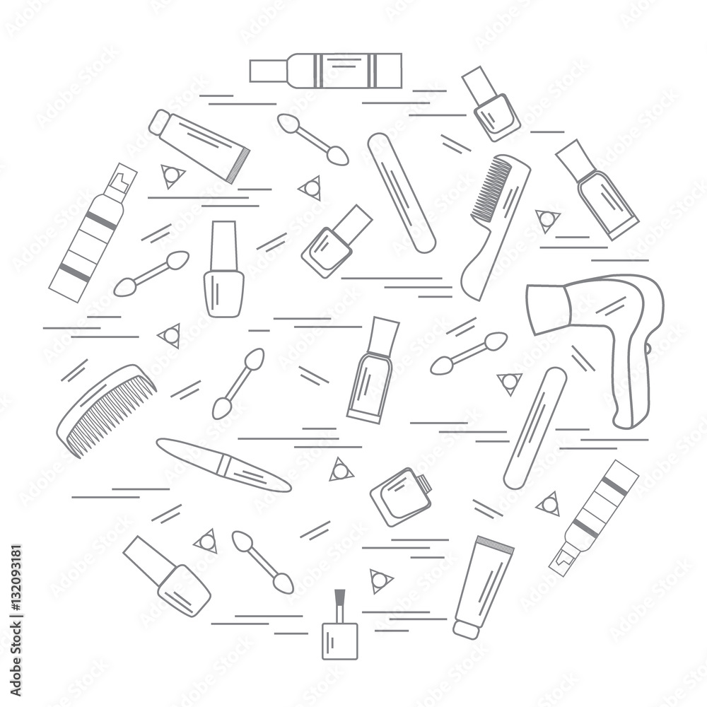 Vector illustration various accessories for the care of your bod Vector illustration various accessories for the care of your bod