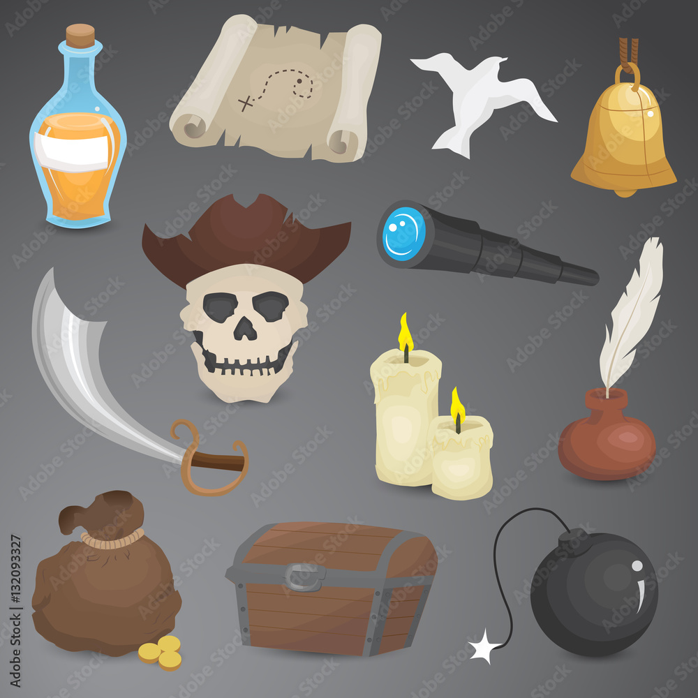 Obraz premium Pirate icon set. Vector art.
