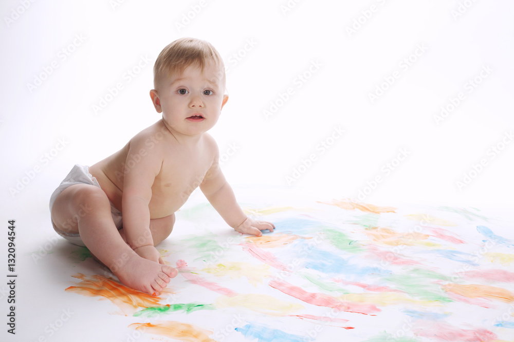 little funny painter isolated on white little funny painter isolated on white