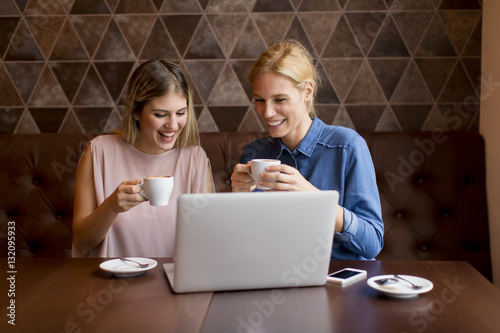 Young women with laptop in ...