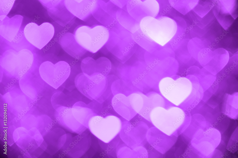 purple heart bokeh background photo, abstract holiday backdrop