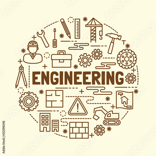 engineering minimal thin line icons set
