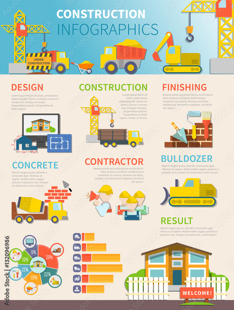 Flat Construction Infographic Template