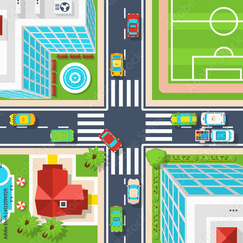 City Crossroad Top View