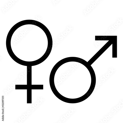 Male and female icon - glyph style - black filled style