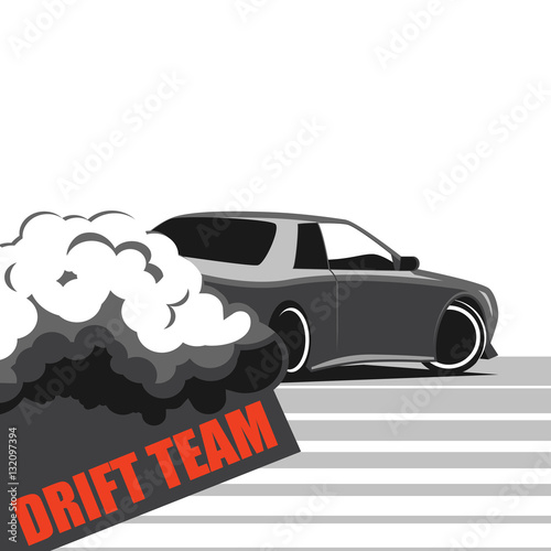 Drifting car illustration, street racing concept, vector design
