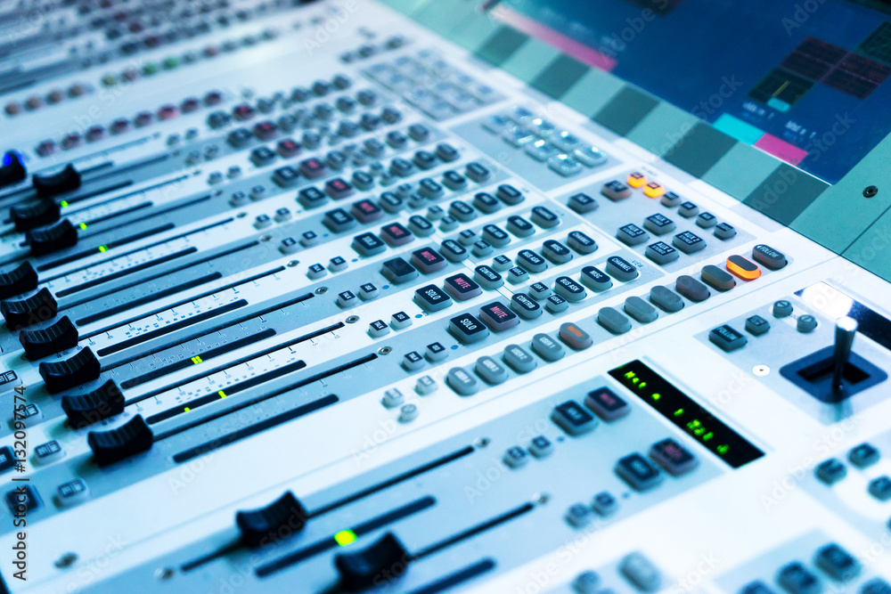 console in modern studio console in modern studio