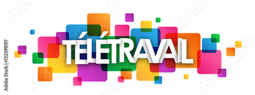 Bannière typographique vecteur colorée TELETRAVAIL