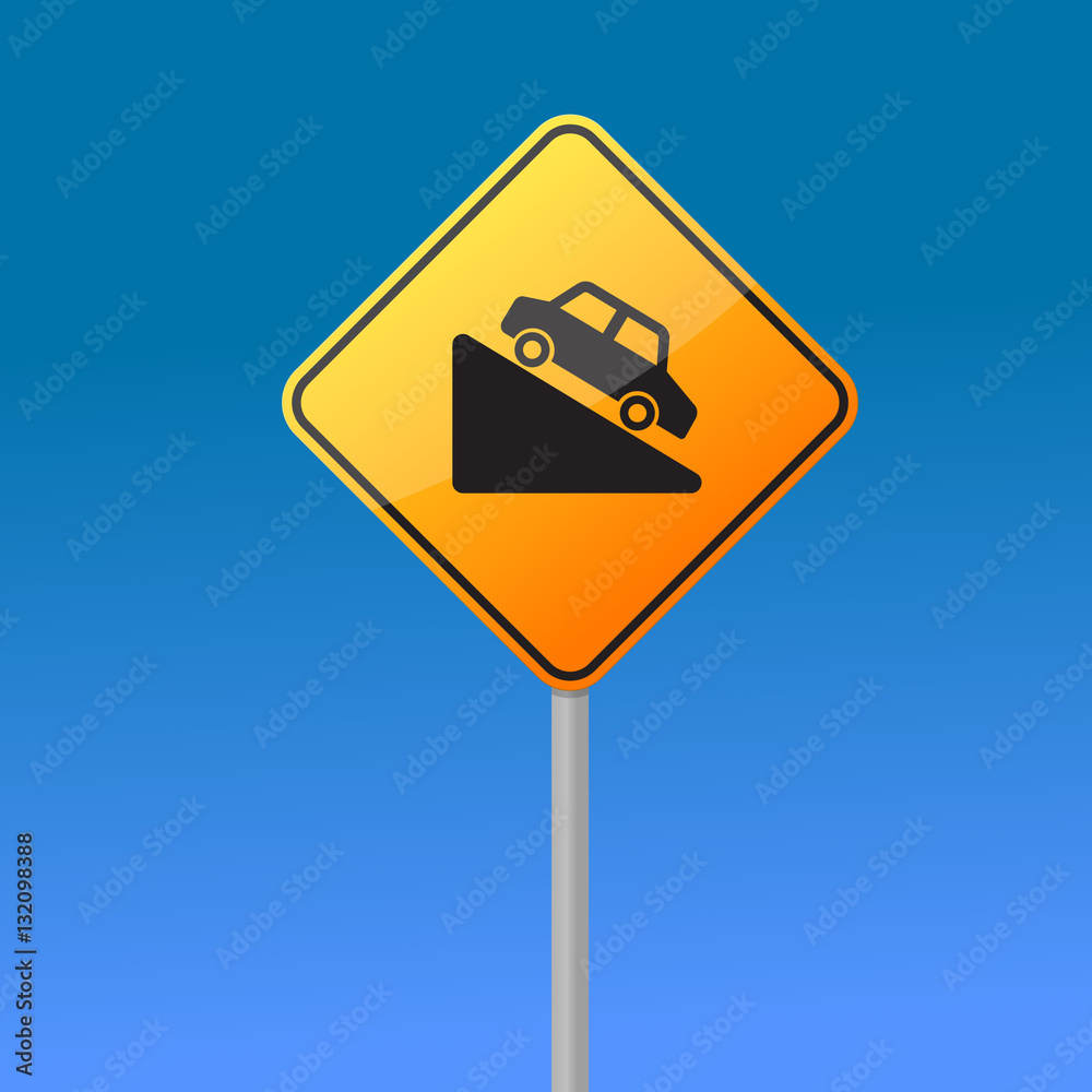  Warning steep road sign slope