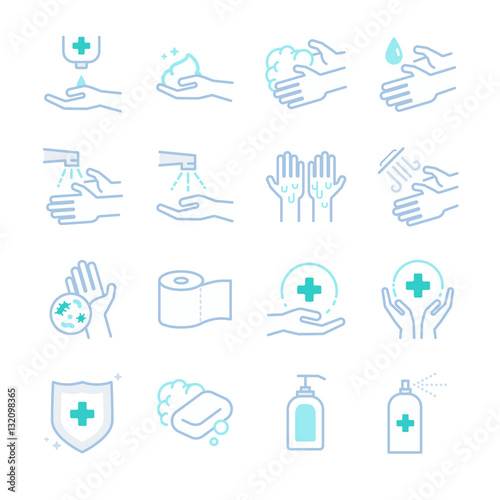Hygiene and sanitation icons set