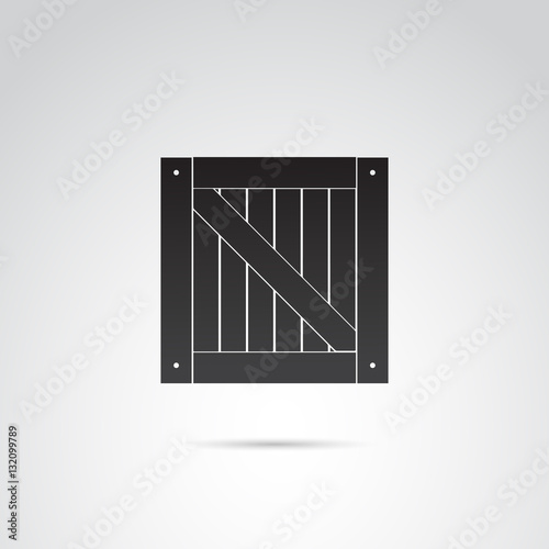 Wooden box vector icon.
