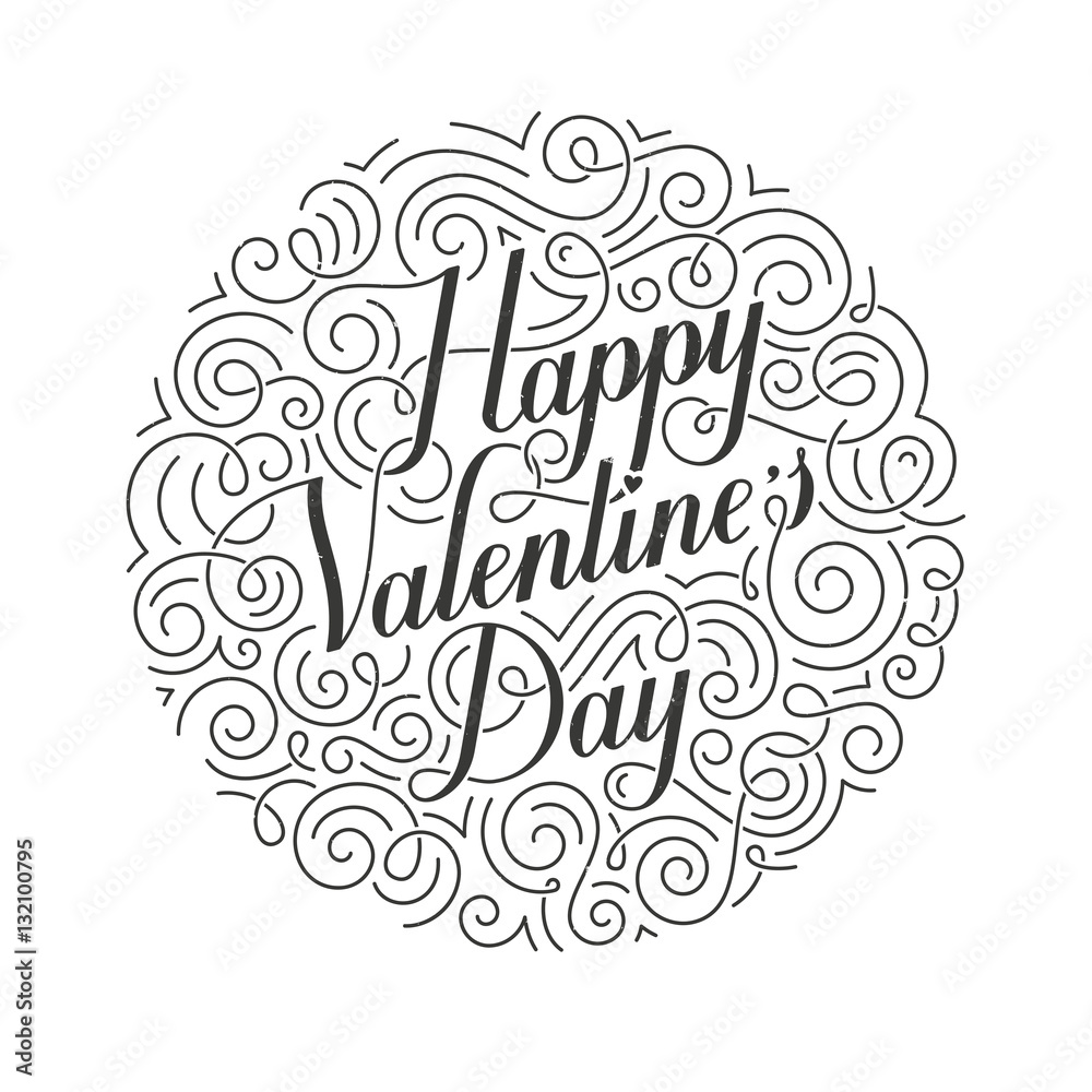 Happy Valentines Day greeting card. Original calligraphy. Hand drawn typographic inscription in circle. EPS10 vector illustration. Happy Valentines Day greeting card. Original calligraphy. Hand drawn typographic inscription in circle. EPS10 vector illustration.