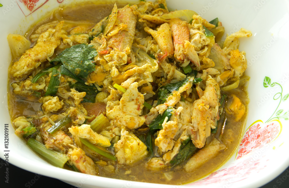 Fried crab with curry powder(Thai food) Fried crab with curry powder(Thai food)