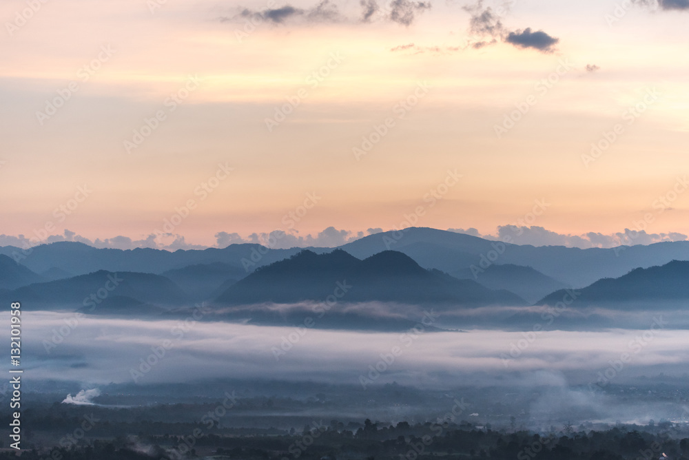 mountain with fog in morning mountain with fog in morning