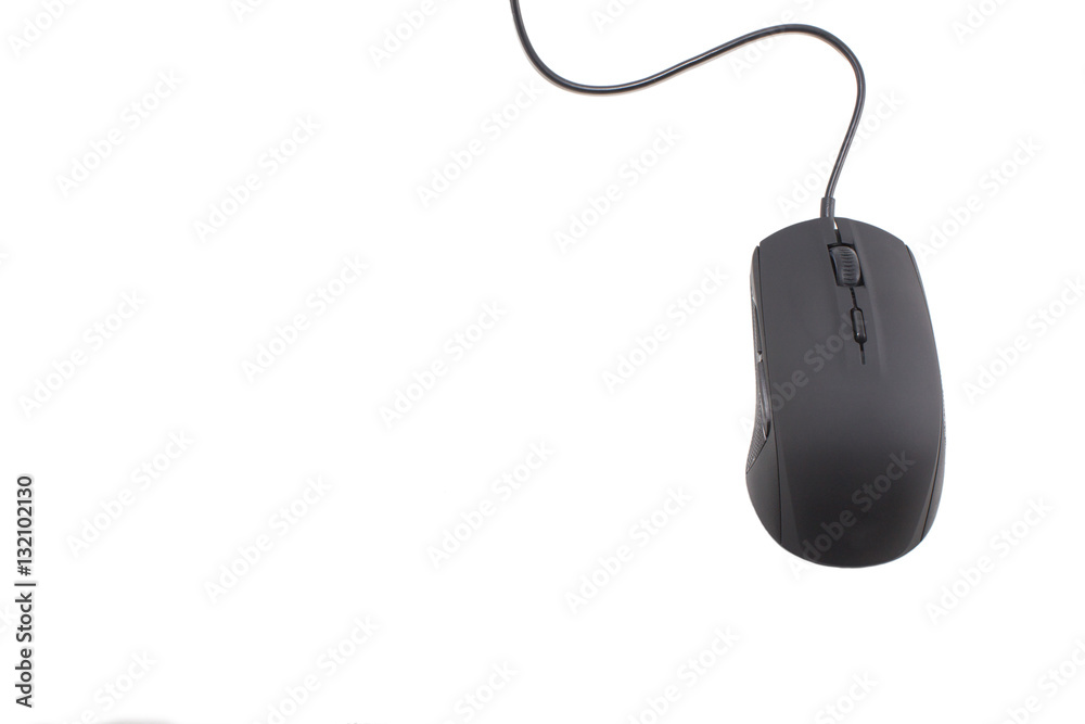 black computer mouse on white background black computer mouse on white background