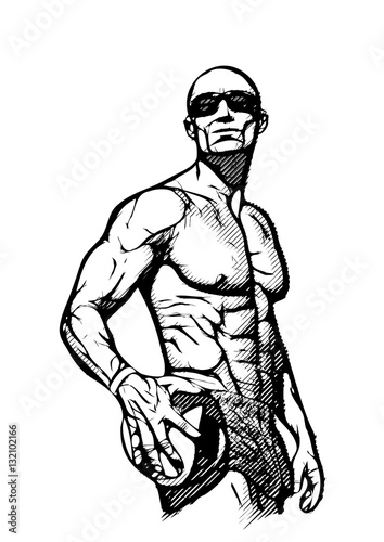 Beach volleyball player pose