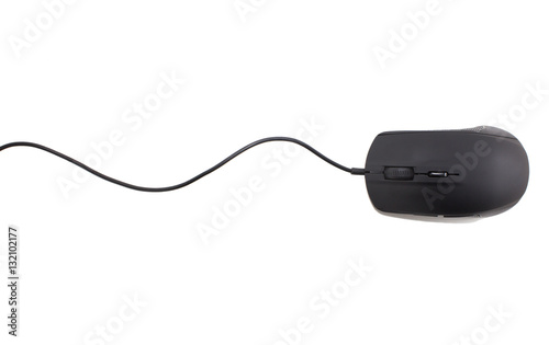 black computer mouse on white background
