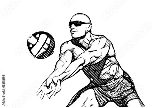 Beach volleyball player in action
