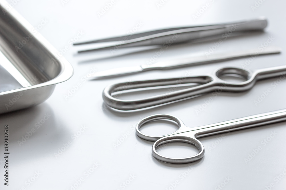 instruments for plastic surgery on white background instruments for plastic surgery on white background
