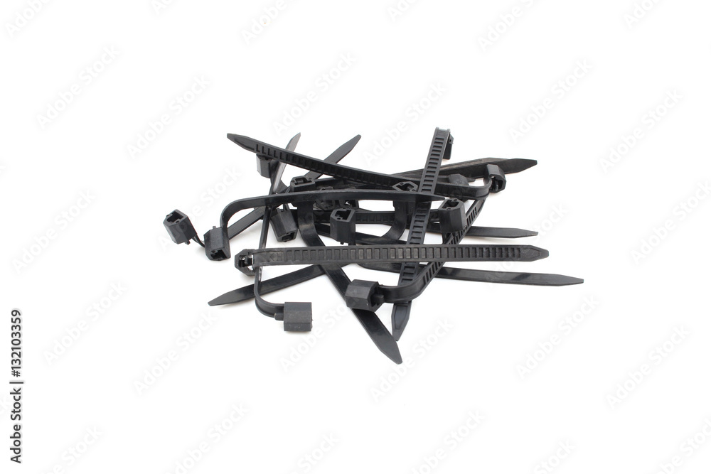 Black Cable Ties Isolated on White Background Black Cable Ties Isolated on White Background