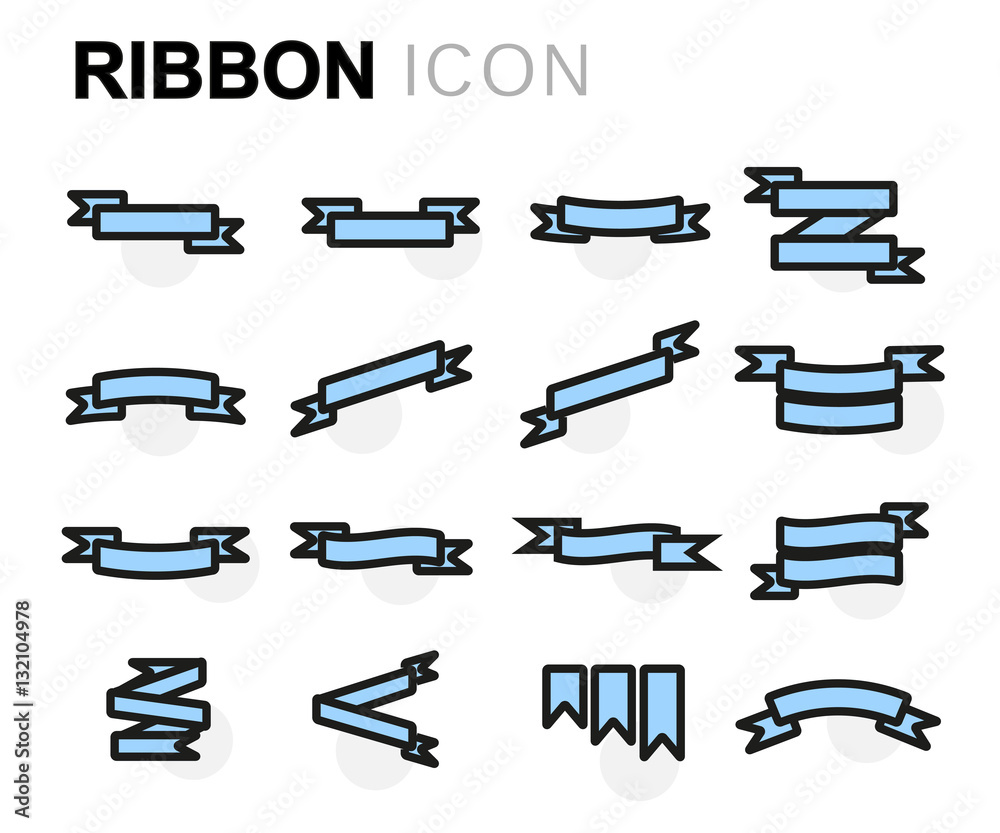 Vector flat ribbon icons set