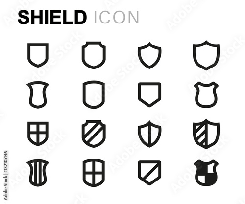 Vector line shield icons set