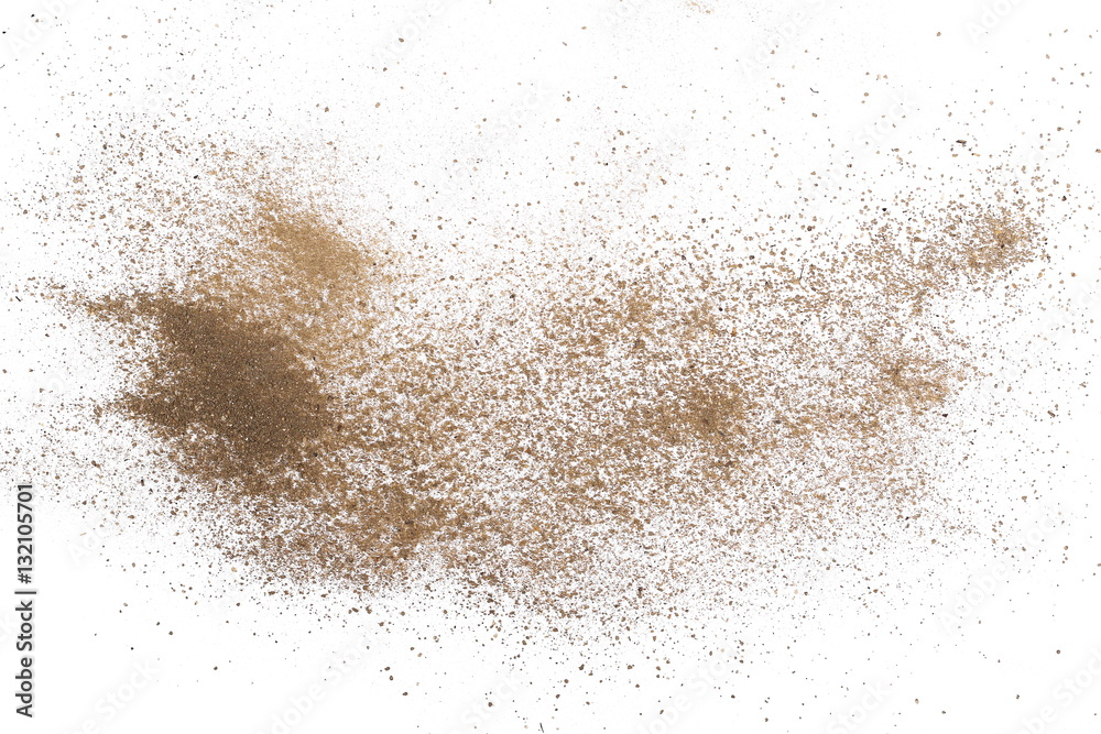 dust of soil isolated on white background, with clipping path