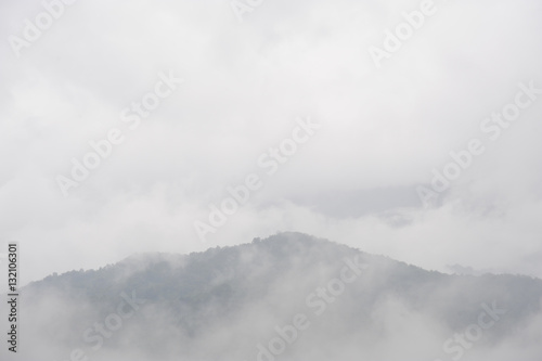 Fog after rain, Mountain landscape view