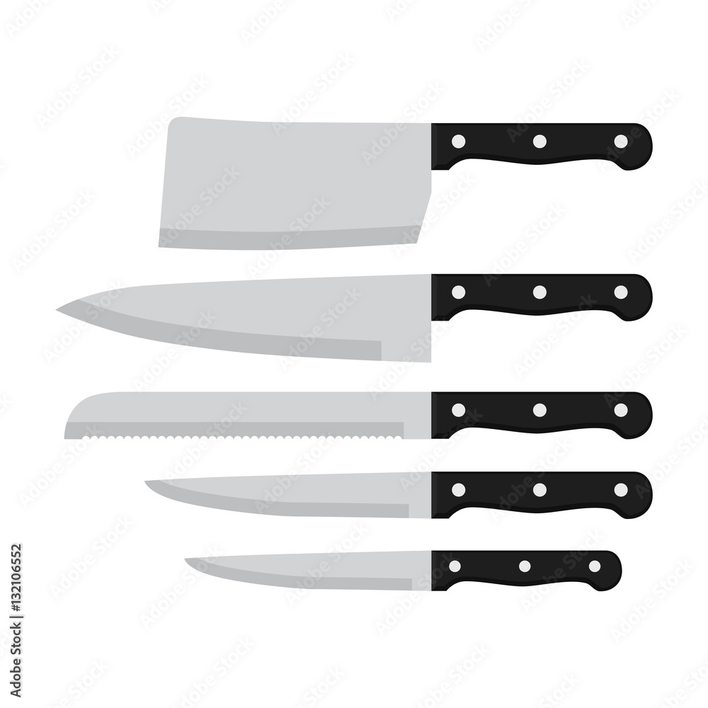 Flat icon knives. Set of different knives. Vector illustration. Flat icon knives. Set of different knives. Vector illustration.