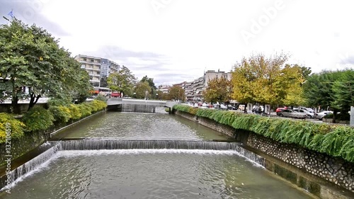 Lithaios river flowing through the city of Trikala Thessaly Greece photo