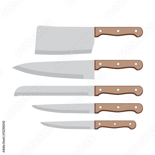 Flat icon knife. Set of different knives. Vector illustration.