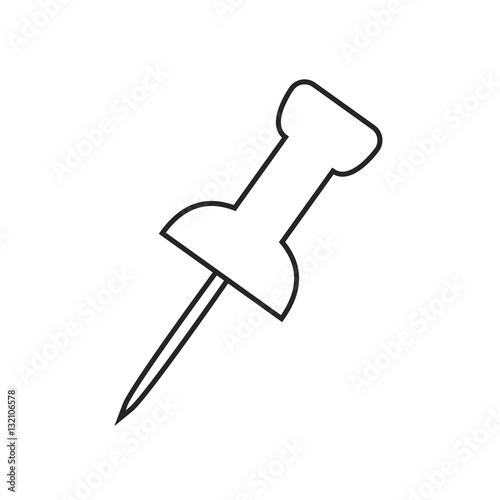 Line icon push pin. Vector illustration.
