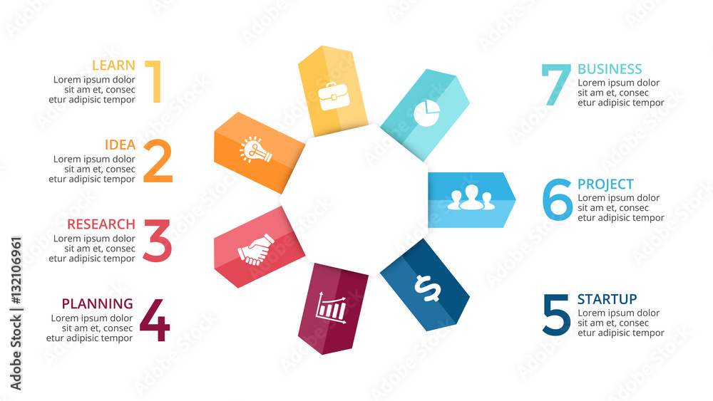 Vector circle arrows infographic, cycle diagram, graph, presentation chart. Business concept with 7 options, parts, steps, processes. Vector circle arrows infographic, cycle diagram, graph, presentation chart. Business concept with 7 options, parts, steps, processes.