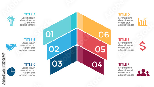 Vector arrows infographic, diagram chart, graph presentation. Business concept with 6 options, parts, steps, processes.