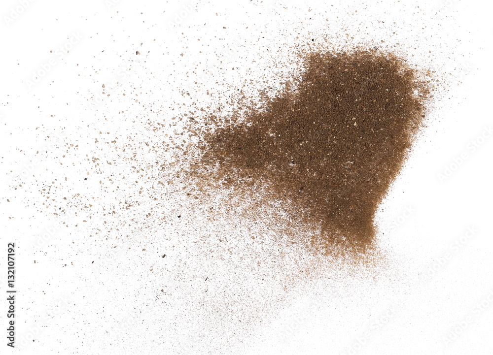 dust of soil isolated on white background, with clipping path