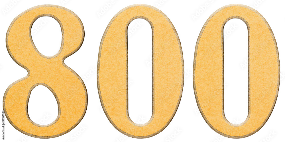 800, eight hundred, numeral of wood combined with yellow insert, 800, eight hundred, numeral of wood combined with yellow insert,