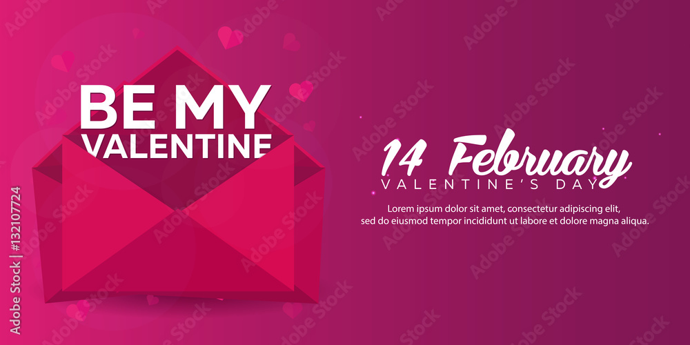 Happy Valentines Day. Pink envelope on pink background. Vector flat illustration. Happy Valentines Day. Pink envelope on pink background. Vector flat illustration.