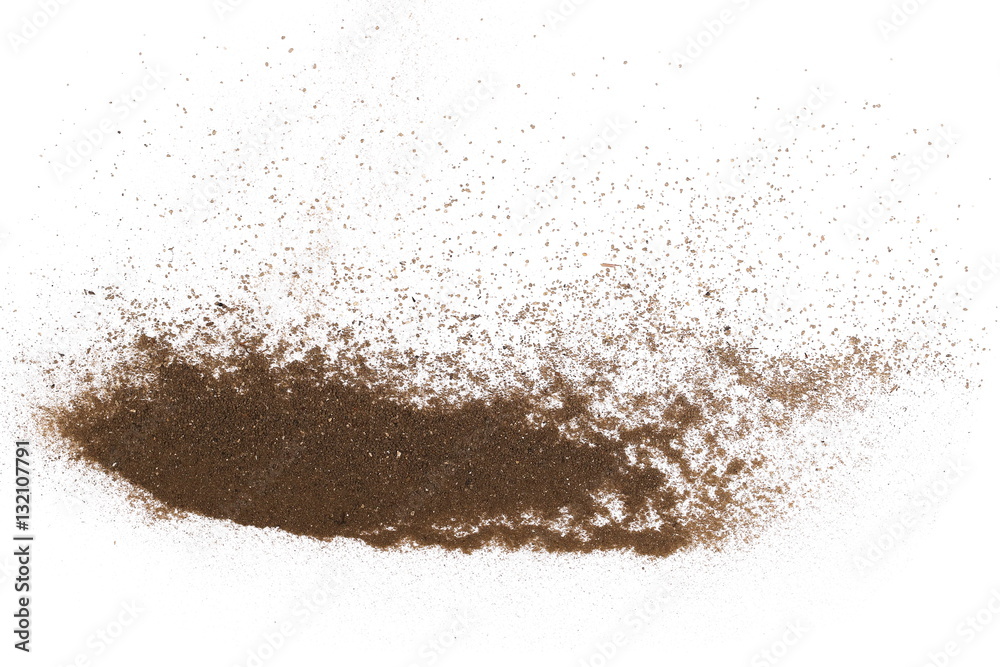 dust of soil isolated on white background, with clipping path dust of soil isolated on white background, with clipping path