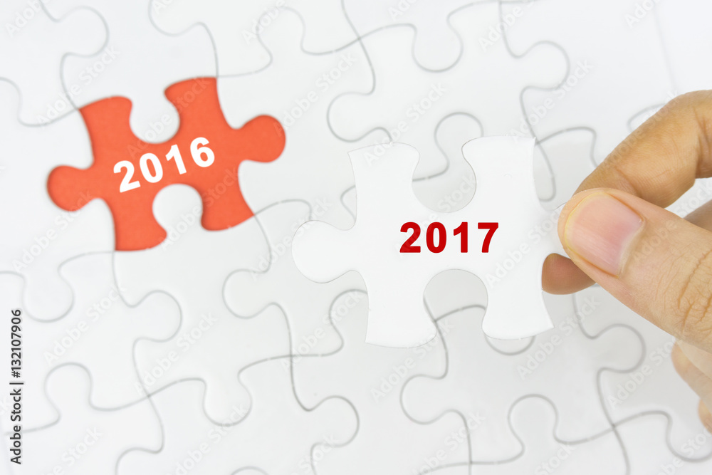 Missing jigsaw puzzle piece with 2016 or 2017 remain word. Missing jigsaw puzzle piece with 2016 or 2017 remain word.
