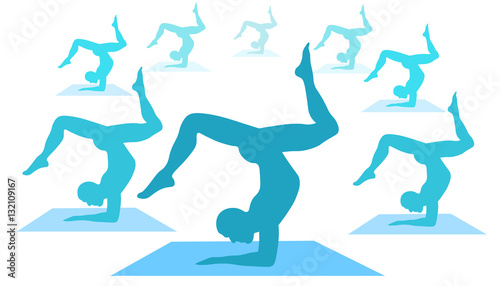 Yoga man legs up silhouette. illustration
