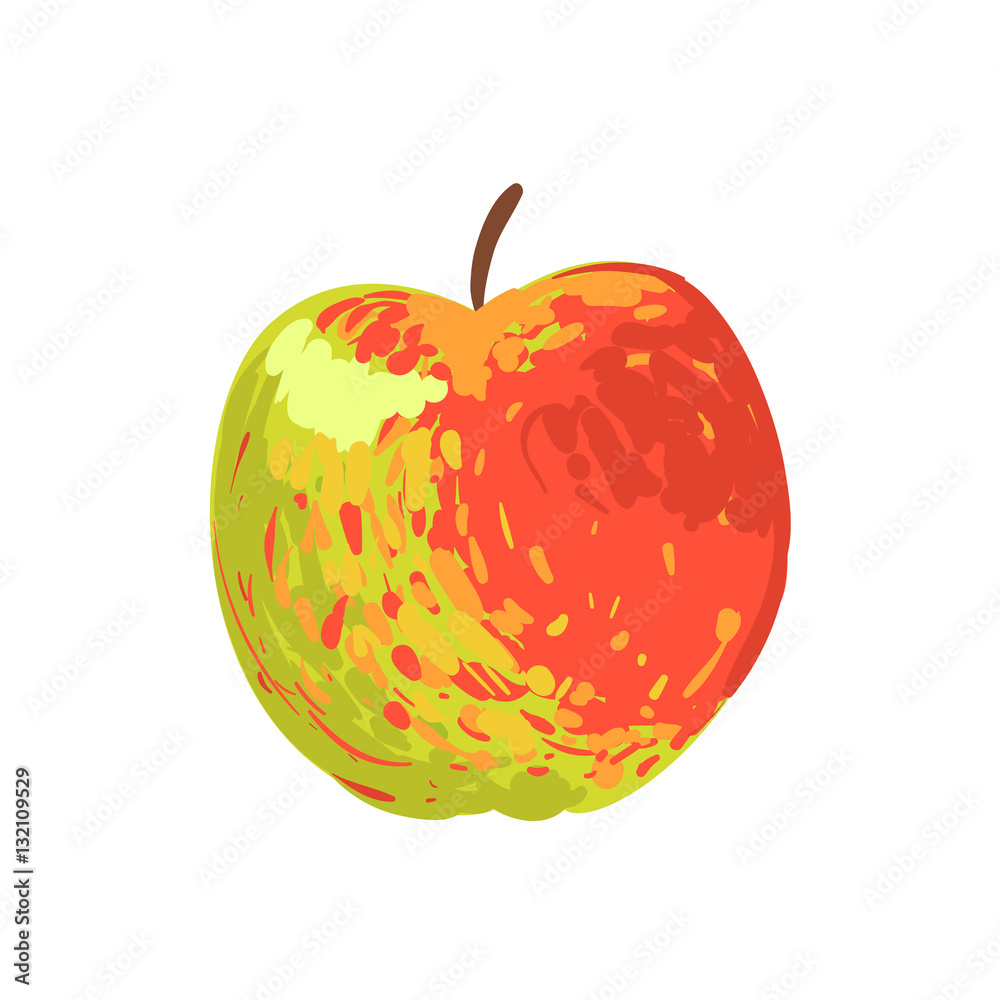 Multicolor Apple Funky Hand Drawn Fresh Fruit Cartoon Illustration Multicolor Apple Funky Hand Drawn Fresh Fruit Cartoon Illustration