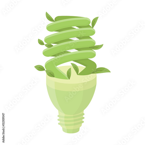 Ecological fluorescent lamp icon in cartoon style isolated on white background. Bio and ecology symbol stock vector illustration.