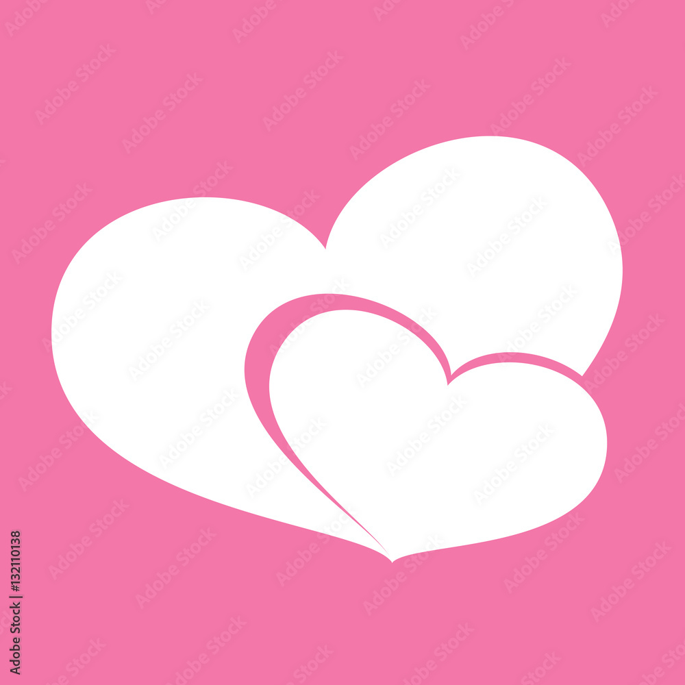 Icon hearts valentine day on pink background