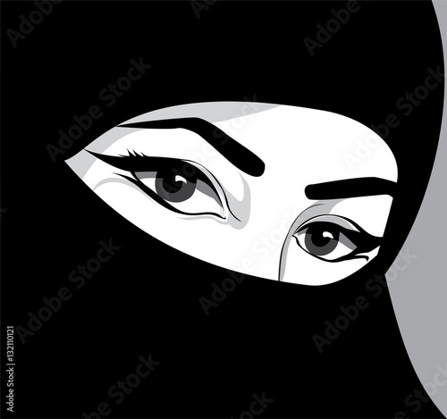 Arab woman. Monochrome portrait.
