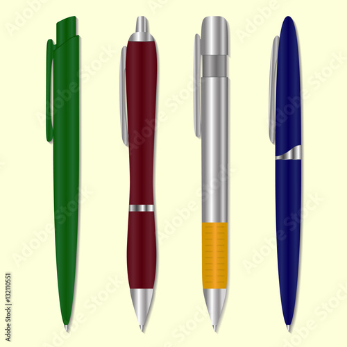 Set of colored pens. 