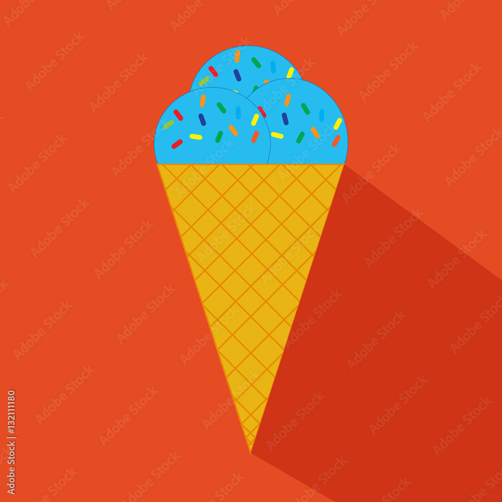 ice cream waffle cone with topping balls tasty simple food vector ice cream waffle cone with topping balls tasty simple food vector