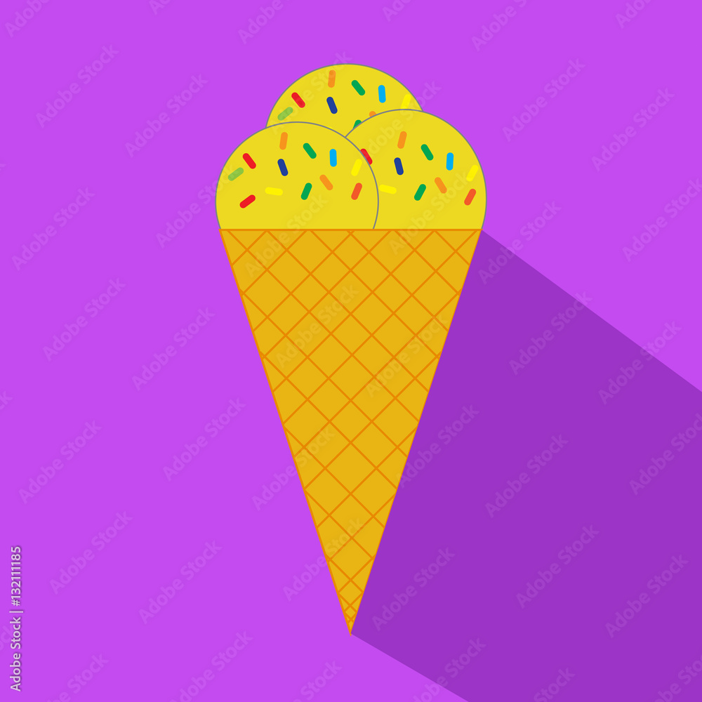 ice cream waffle cone with topping balls tasty simple food vector ice cream waffle cone with topping balls tasty simple food vector