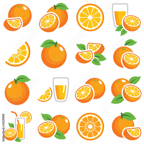 Orange fruit icon collection - color illustration