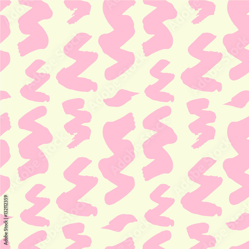 Seamless pattern with creative texture. Vector illustration of paint strokes on white background. Ink zigzags. Gentle colors.