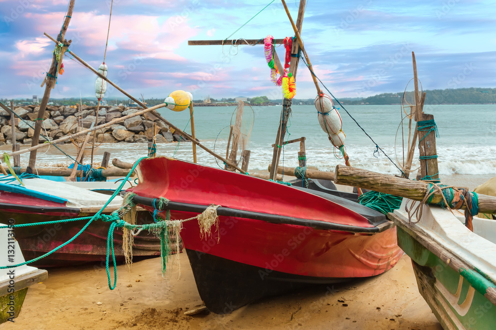 Fishing boats on the beach.